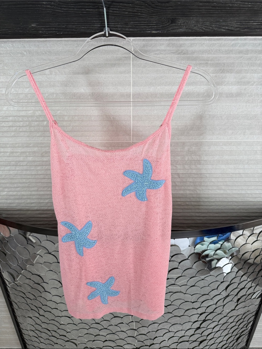 Pink Starfish Embellished Tank Dress